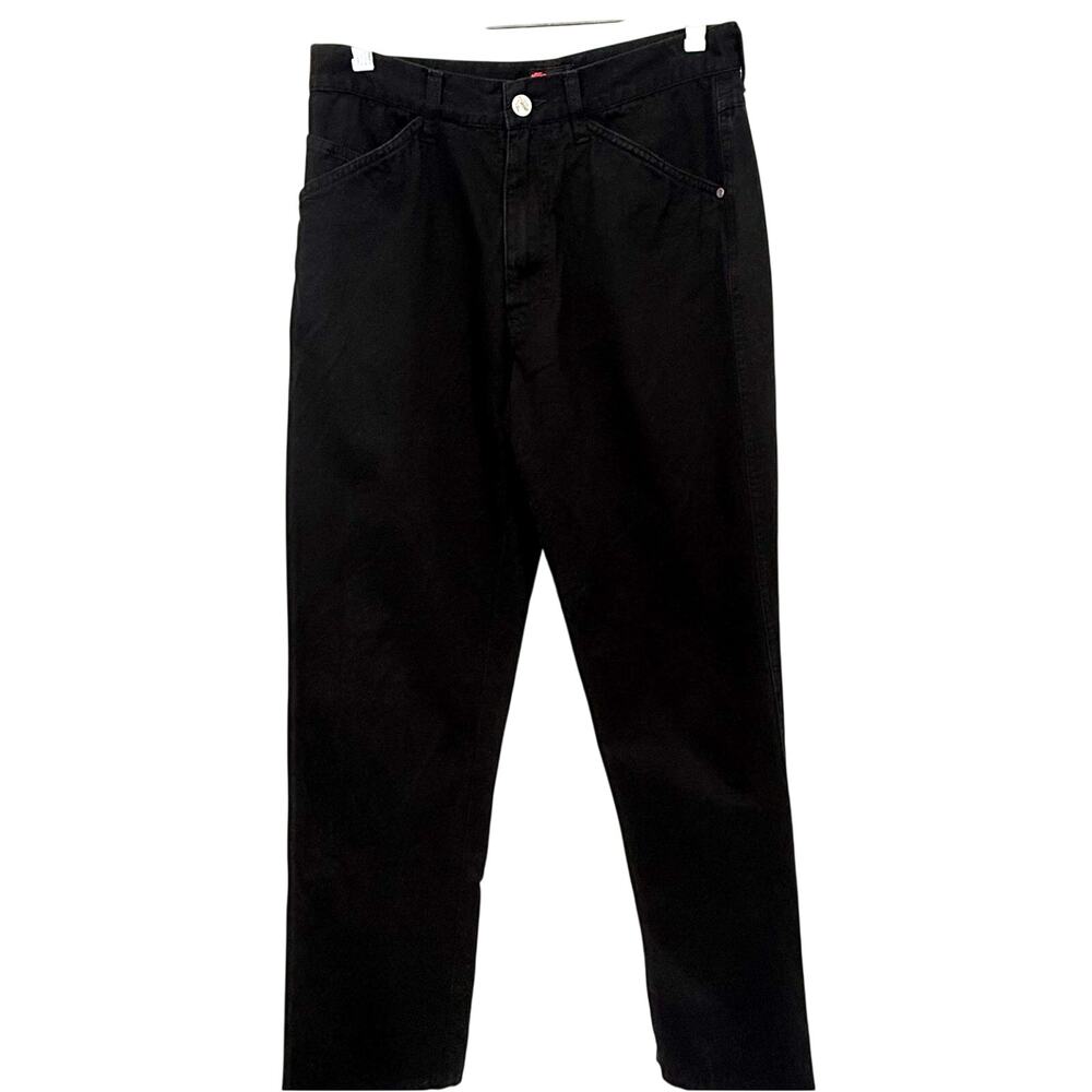Versace Sport Vintage Black Cotton Straight Leg Pants Womens Sz 28 Medusa Italy